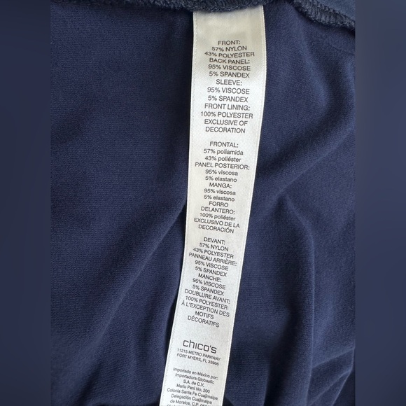 Chico’s Lace Front Top Long Sleeve Fashion Knit Blouse Deep Navy Chico’s Size 0 - Picture 10 of 12